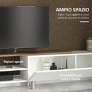 Mobile TV 180x29.5x41,3 cm con Mensole e Armadietto in Legno Bianco