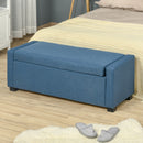 Panca Fondo Letto 120x50x44 cm con Vano Contenitore in Tessuto Blu