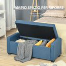 Panca Fondo Letto 120x50x44 cm con Vano Contenitore in Tessuto Blu