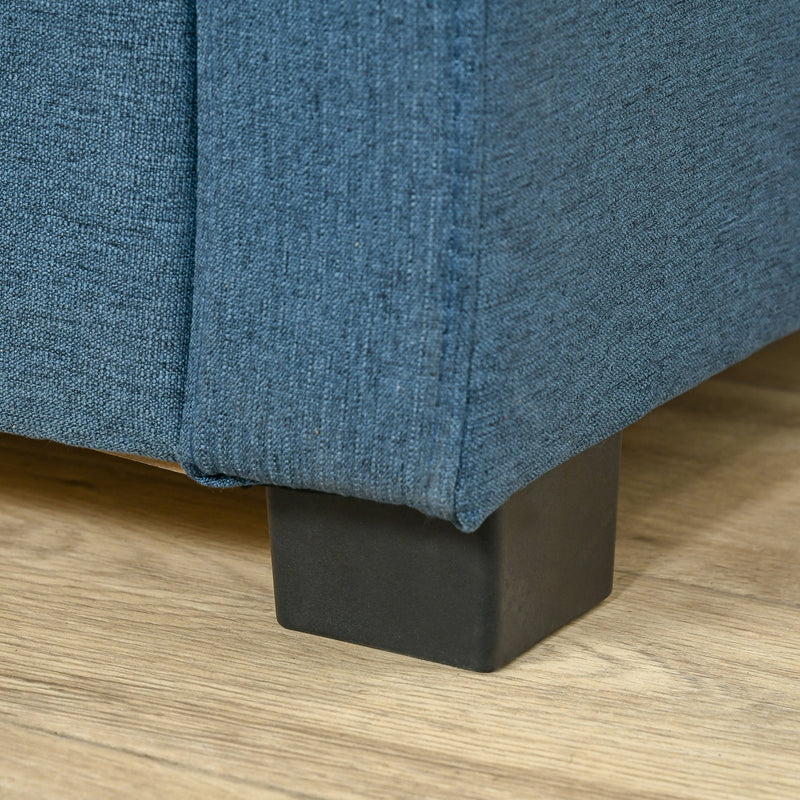 Panca Fondo Letto 120x50x44 cm con Vano Contenitore in Tessuto Blu