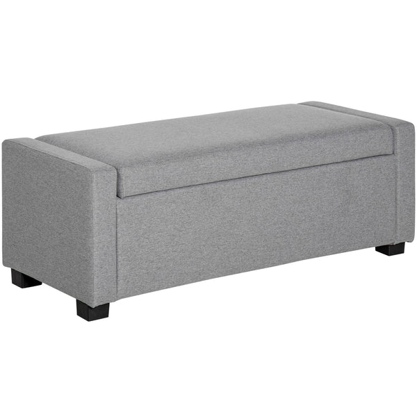 Panca Fondo Letto 120x50x44 cm con Vano Contenitore in Tessuto Grigio online