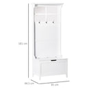 Mobile Ingresso 3 in 1 con Cassapanca Mensola e Specchi Bianco