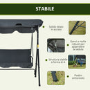 Dondolo da Giardino 3 Posti 172x120x153 cm con Tettuccio Parasole Regolabile e Cuscini Grigio