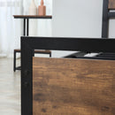 Struttura Letto Singolo 90x200 cm in Acciaio con Doghe Integrate Nero e Marrone Rustico