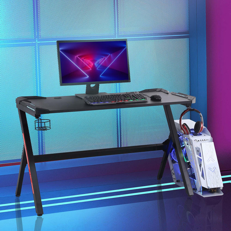 Scrivania da Gaming con Luci LED 120x60x73 cm in MDF Nero