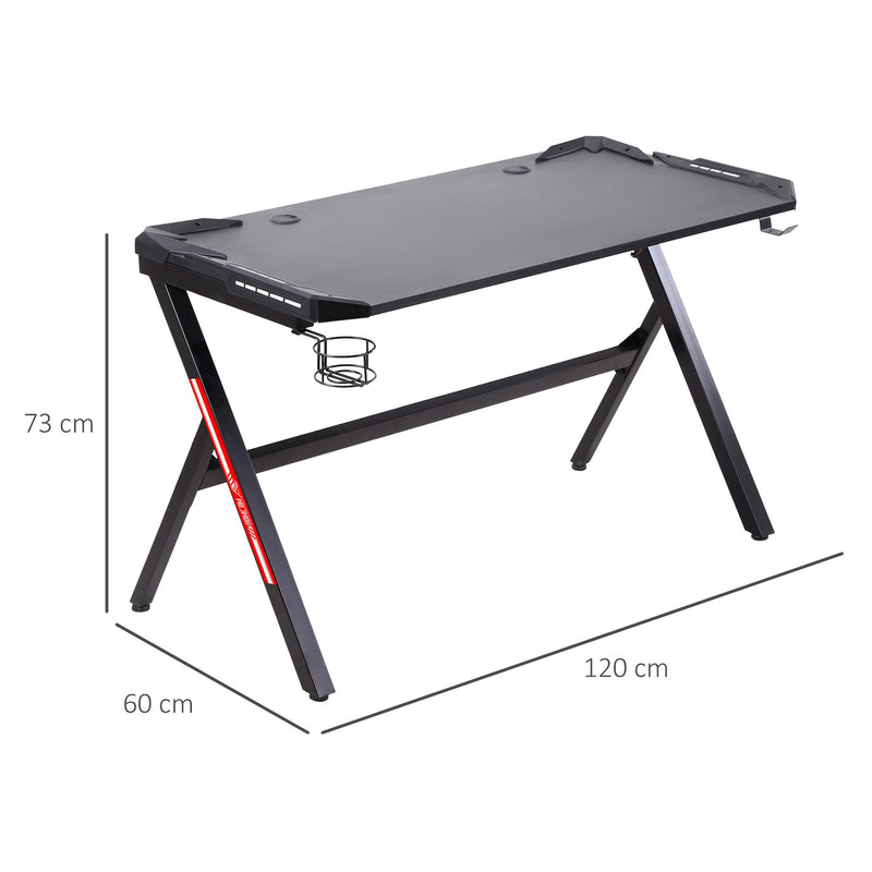 Scrivania da Gaming con Luci LED 120x60x73 cm in MDF Nero