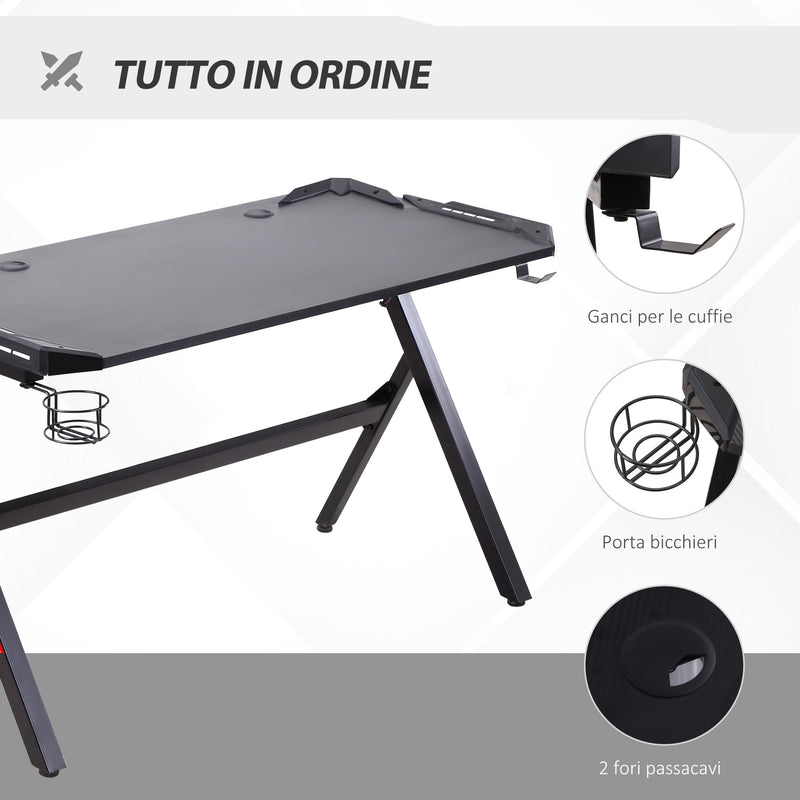 Scrivania da Gaming con Luci LED 120x60x73 cm in MDF Nero