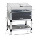 Fioriera Rialzata con Mini serra e Mensola Inferiore in Policarbonato e Alluminio Grigio