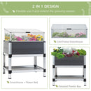 Fioriera Rialzata con Mini serra e Mensola Inferiore in Policarbonato e Alluminio Grigio