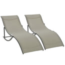 Set 2 Lettini Prendisole Pieghevoli 61x165x63 cm in Alluminio e Textilene Nera e Cachi