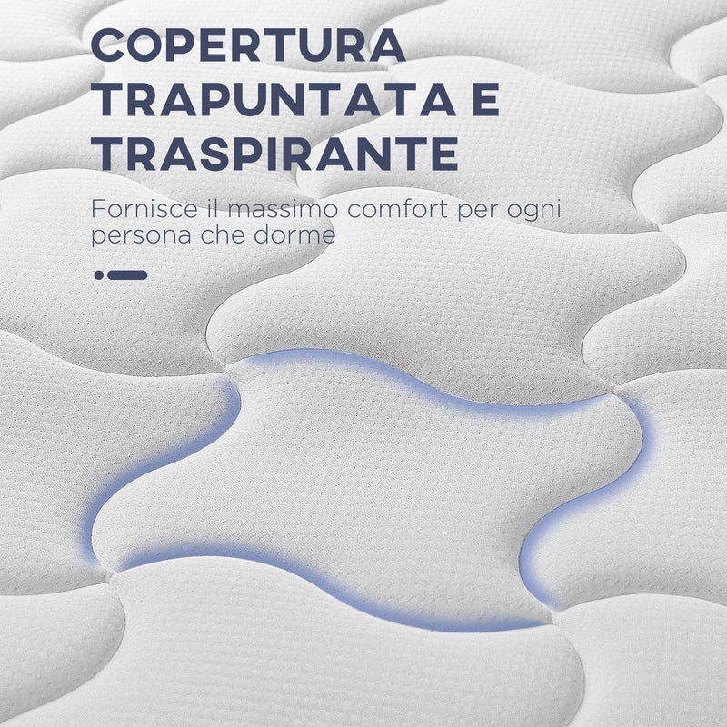 Materasso Memory e Molle Singolo 80x190 cm H20 Bianco