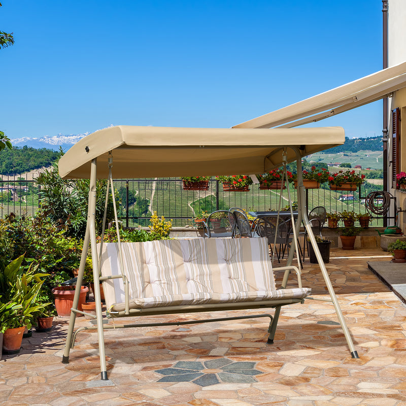 Dondolo da Giardino 3 Posti 172x110x156 cm in Acciaio Marrone