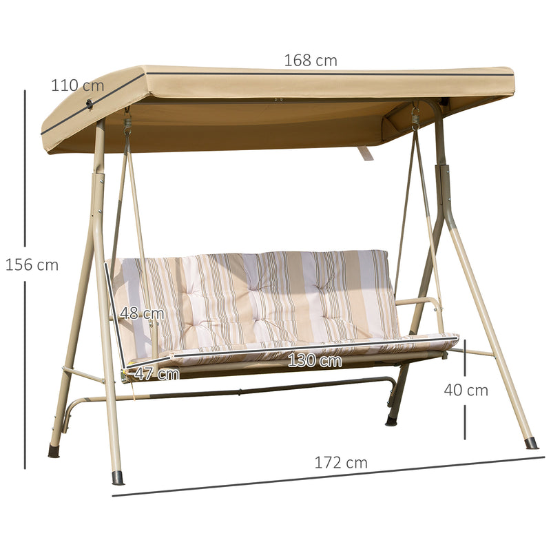 Dondolo da Giardino 3 Posti 172x110x156 cm in Acciaio Marrone