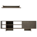 Mobile TV 160x35,6x44 cm con Armadietto e Mensola in Legno Grigio