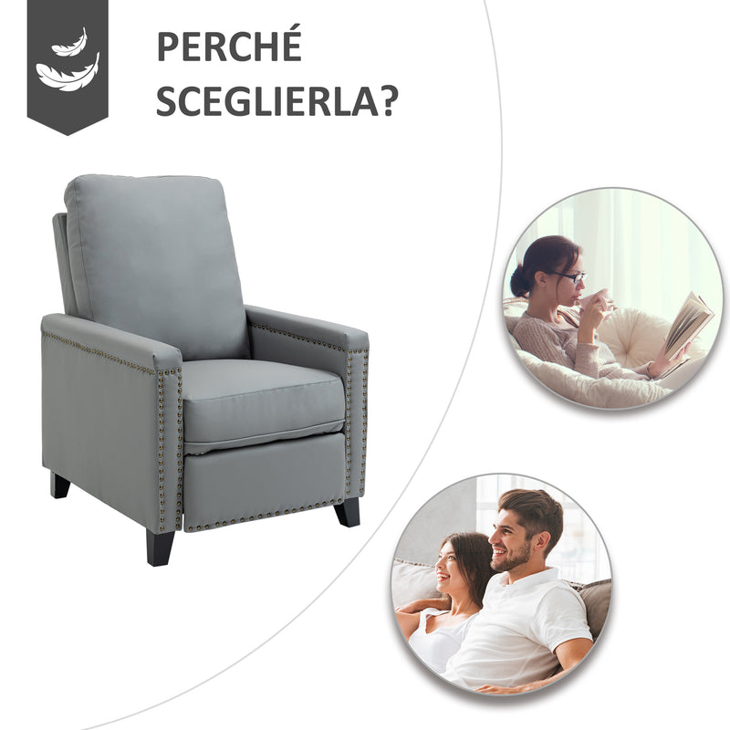 Poltrona Relax Manuale Reclinabile in Similpelle Grigio