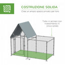 Pollaio Gabbia per Galline da Esterno 200x105x172 cm con Telo di Protezione in Oxford Argento