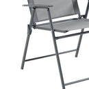 Set Tavolo e 4 Sedie Pieghevoli da Giardino in Acciaio Piano in Vetro e Sedute in Tessuto Nero