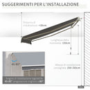 Tenda da Sole Avvolgibile a Parete 295x245 cm in Alluminio e Poliestere Grigio