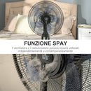 Ventilatore Nebulizzatore 90W a 4 Ruote con Serbatoio 2.8L e 4 Velocità 44,5x38,5x120 cm in Metallo PE e ABS Nero
