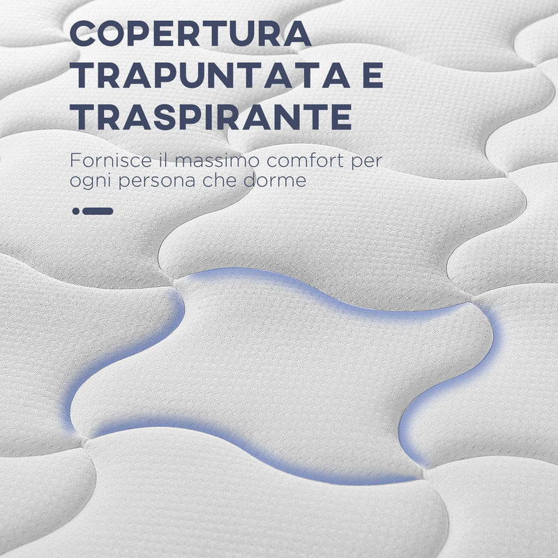 Materasso Memory e Molle Mastrimoniale 160x190 cm H20 Bianco