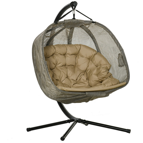 sconto Dondolo Pensile da Giardino 2 Posti 132x126x172 cm Struttura in Acciaio Marrone