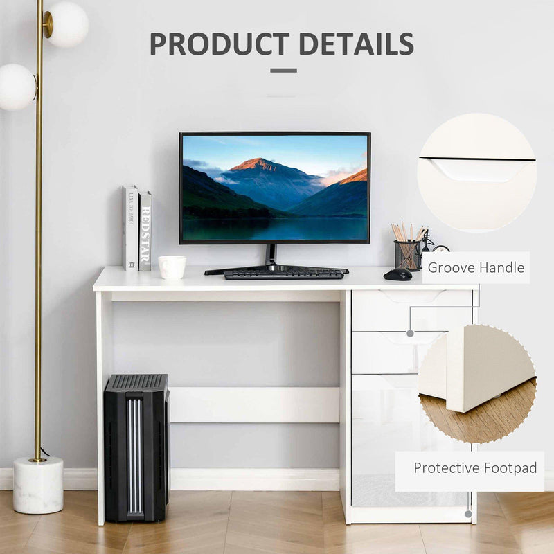 Scrivania da Ufficio 120x60x76 cm con Cassetti in Legno Bianco