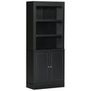 Credenza Alta 2 Ante 3 Ripiani 74,6x35,5x182,5cm in Legno Nero