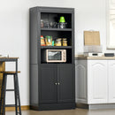 Credenza Alta 2 Ante 3 Ripiani 74,6x35,5x182,5cm in Legno Nero