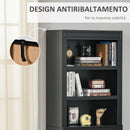 Credenza Alta 2 Ante 3 Ripiani 74,6x35,5x182,5cm in Legno Nero