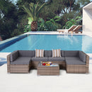 Set da Giardino Divano Modulabile e Tavolino in Rattan Grigio