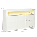 Credenza Moderna 3  Ante con Luci LED 155x40x92 cm in Legno Bianco