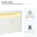Credenza Moderna 3  Ante con Luci LED 155x40x92 cm in Legno Bianco