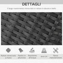 Set Tavolo e 6 Sedie Pieghevoli da Giardino con Cuscini Morbidi in PE Rattan e Legno Nero