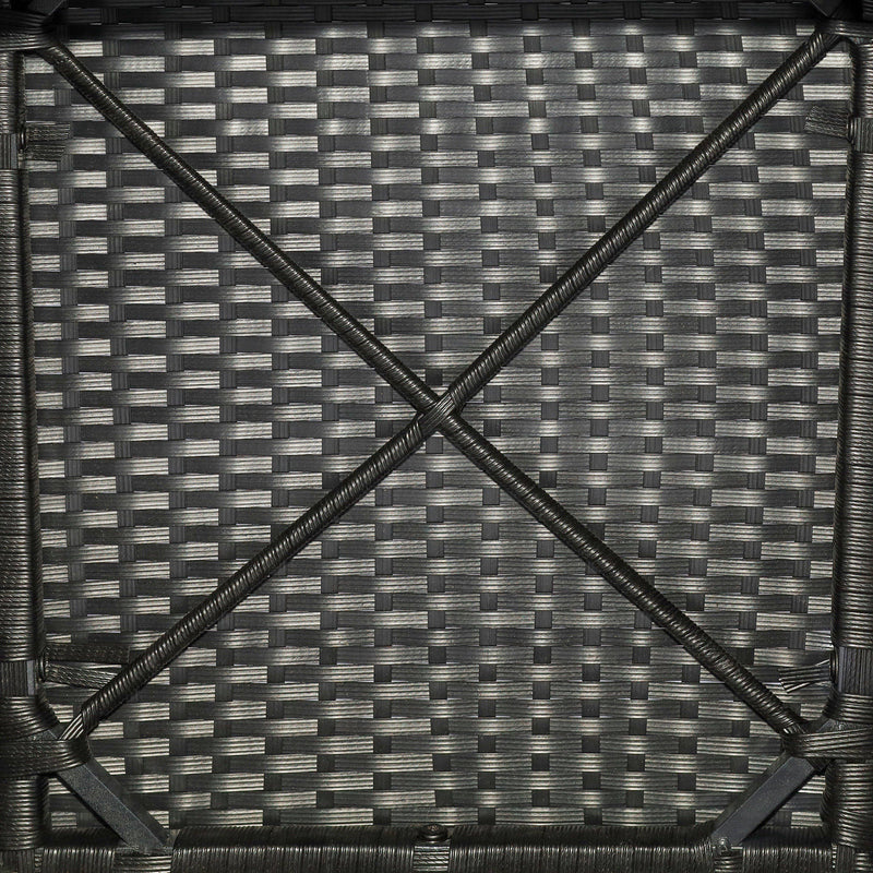 Set Tavolo e 6 Sedie Pieghevoli da Giardino con Cuscini Morbidi in PE Rattan e Legno Nero