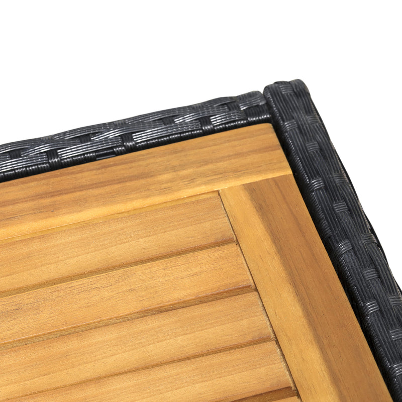 Set Tavolo e 6 Sedie Pieghevoli da Giardino con Cuscini Morbidi in PE Rattan e Legno Nero