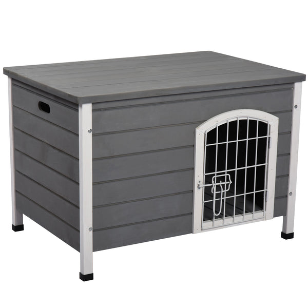 sconto Cuccia per Cani Impermeabile da Esterno 80x55x53.5 cm in Legno Grigio