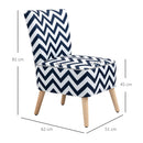 Sedia Imbottita 51x62x81 cm in Tessuto Effetto Lino Blu e Bianco