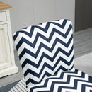 Sedia Imbottita 51x62x81 cm in Tessuto Effetto Lino Blu e Bianco