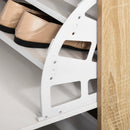 Scarpiera con 3 Ante a Ribalta 1Cassetto 1 Armadietto 84x30x132 cm in  Legno truciolare Rovere/Bianco