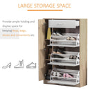 Scarpiera con 3 Ante a Ribalta 1Cassetto 1 Armadietto 84x30x132 cm in  Legno truciolare Rovere/Bianco