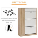 Scarpiera con 3 Ante a Ribalta 1Cassetto 1 Armadietto 84x30x132 cm in  Legno truciolare Rovere/Bianco