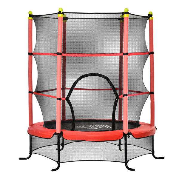 online Trampolino Tappeto Elastico per Bambini Ø163x163 cm con Rete di Sicurezza e Corde Elastiche Rosso