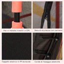 Trampolino Tappeto Elastico per Bambini Ø163x163 cm con Rete di Sicurezza e Corde Elastiche Rosso