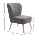 Sedia Imbottita 61x69x85 cm  in Tessuto Effetto Lino Grigio Chiaro