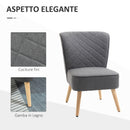 Sedia Imbottita 61x69x85 cm  in Tessuto Effetto Lino Grigio Chiaro