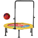Trampolino Elastico per Bambini Pieghevole Ø102x89-114 cm con Manubrio per Fitness e Gioco Giallo