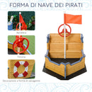 Sabbiera da Esterno per Bambini a Forma di Nave 158x78x45,5 cm con Contenitore in Legno