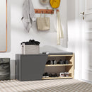 Panca Scarpiera Salvaspazio 104x37x47 cm 8 Paia di Scarpe in Truciolare Rovere e Antracite