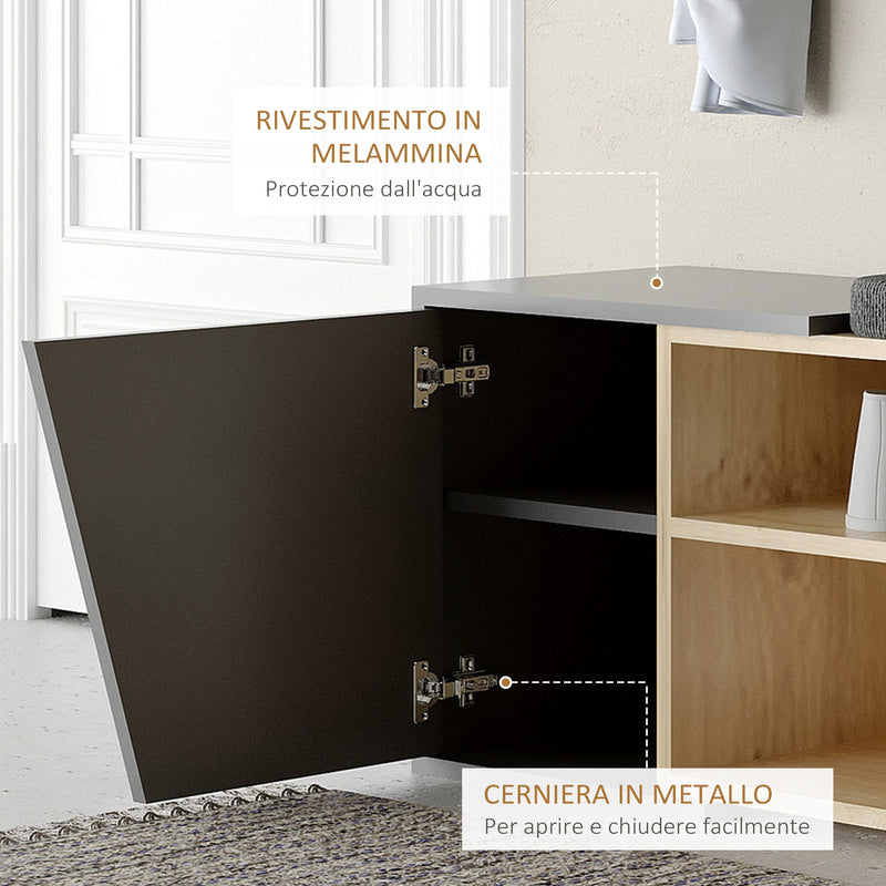 Panca Scarpiera Salvaspazio 104x37x47 cm 8 Paia di Scarpe in Truciolare Rovere e Antracite