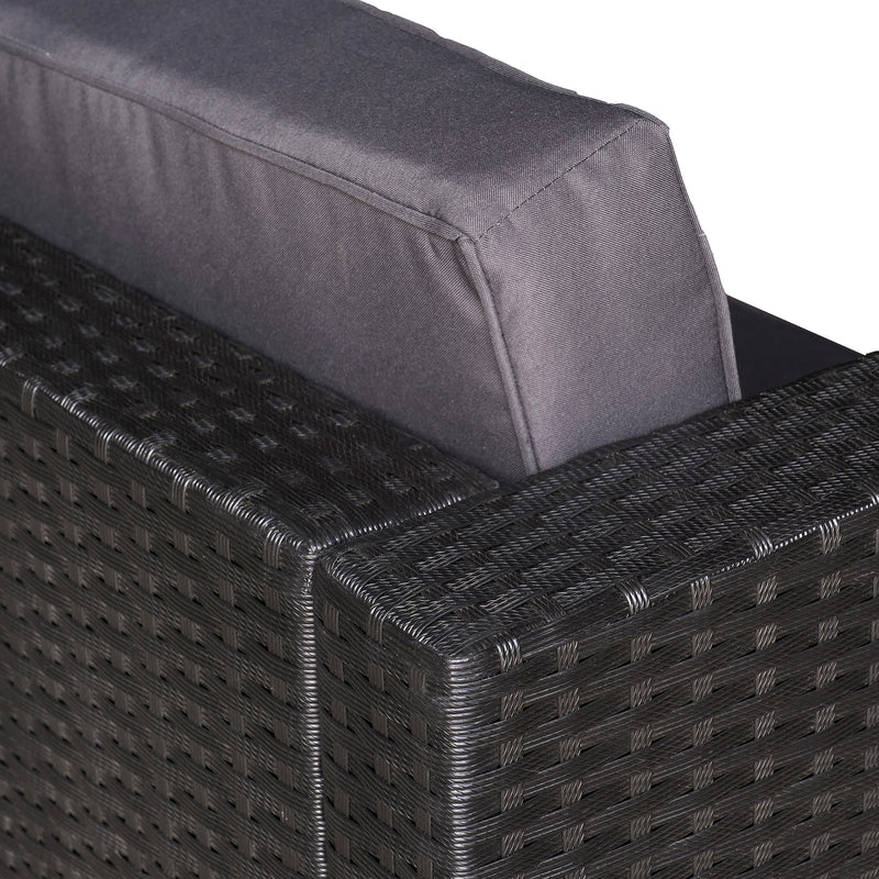 Set Salotto da Giardino 2 Poltroncine e Tavolino con Cuscini in Rattan Nero